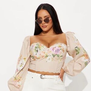 BNWT Floral Lace-Up Top